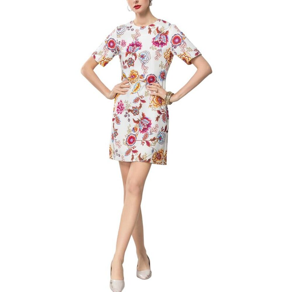 Burryco Womens Printed Short Sleeve Mini Dress